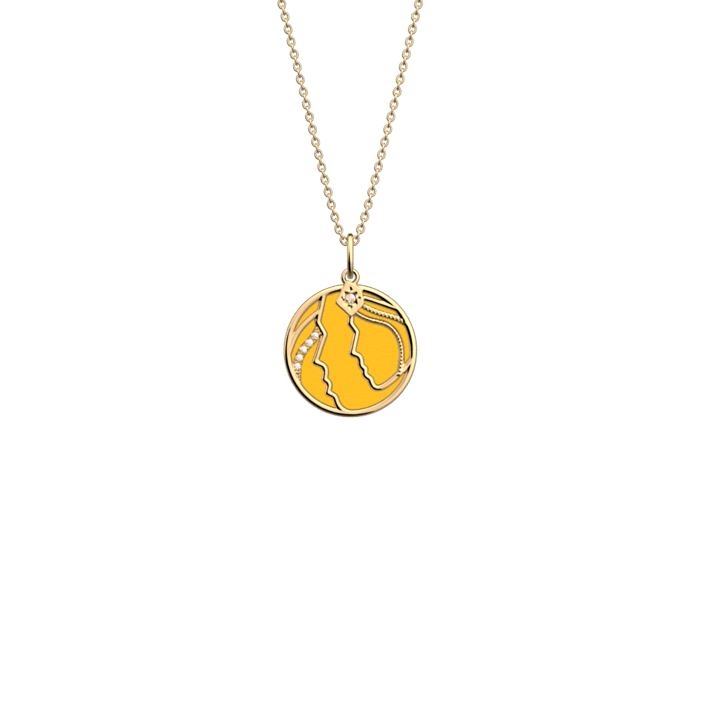 Gemini necklace Sun Navy Blue reversible insert Les Georgettes