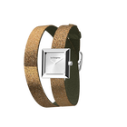 Reversible Bronze Glitter / Verdigris watch, l'Absolue square watch case, Silver finish image number 1