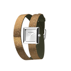 Reversible Bronze Glitter / Verdigris watch, l'Absolue square watch case, Silver finish image