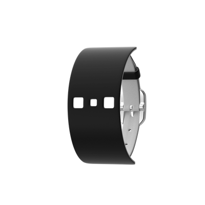 Black / White Single Wrap Leather strap,  Silver finish buckle black-white-single-wrap-leather-strap-silver-finish-buckle-le_simple_tour