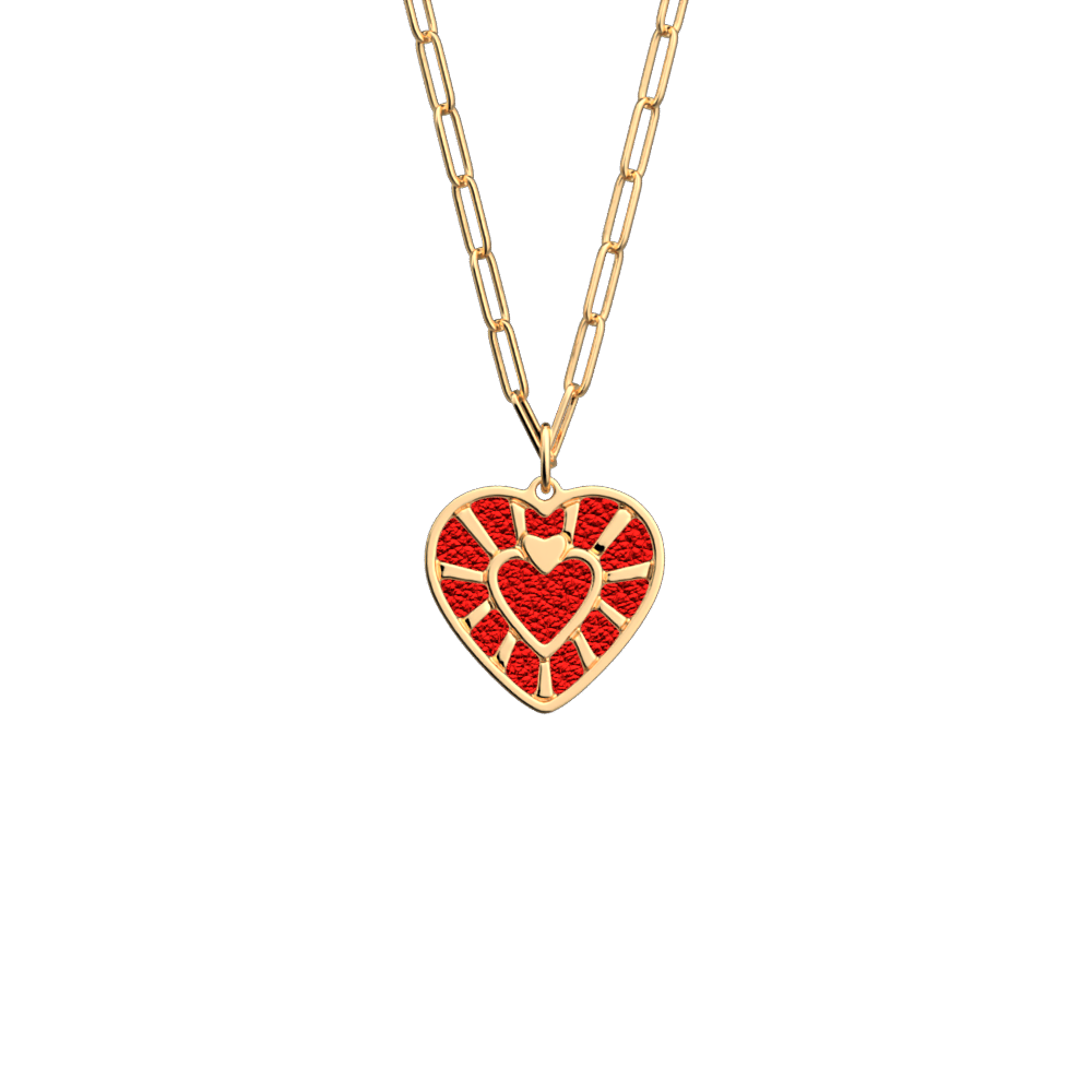 Collier Caur, cuir réversible Rouge Passion / - Les Georgettes - Modalova
