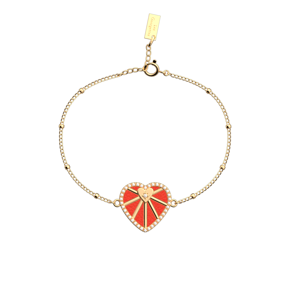 Bracelet chaîne Caur Céleste, cuir réversible Rouge Passion / Glamour - Les Georgettes - Modalova