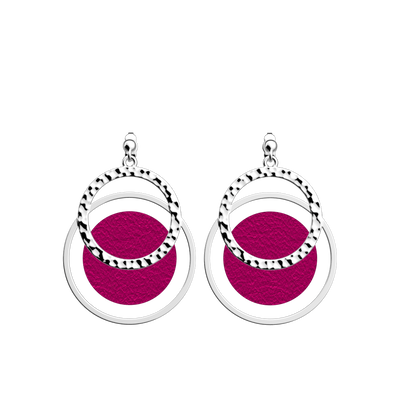 Boucles d'oreilles Pure Martelée, cuirs réversibles Amaryllis Rose / Fuchsia Exotique boucles-d-oreilles-pure-martelee-cuirs-reversibles-amaryllis-rose-fuchsia-exotique-pack_bo_pendantes