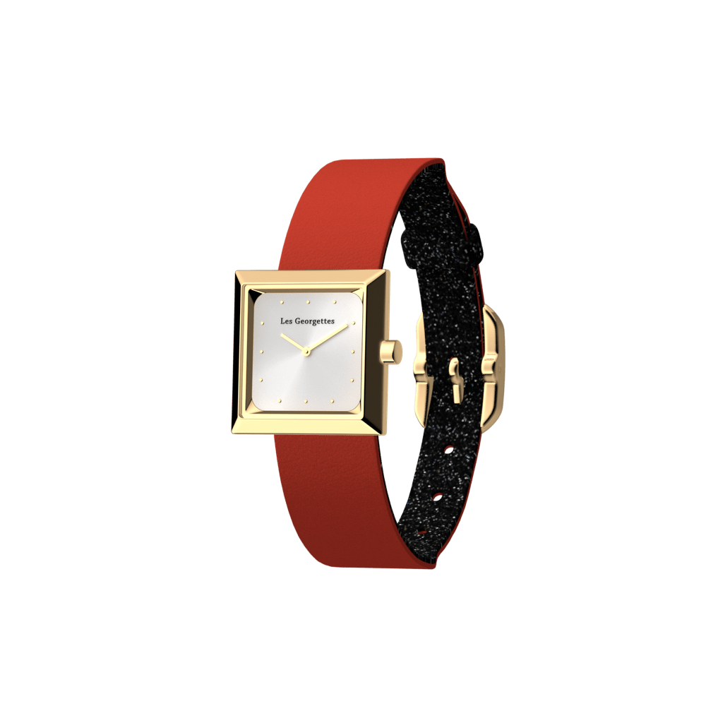 Montre r versible Paillettes Noires Rouge Bo tier l Absolue
