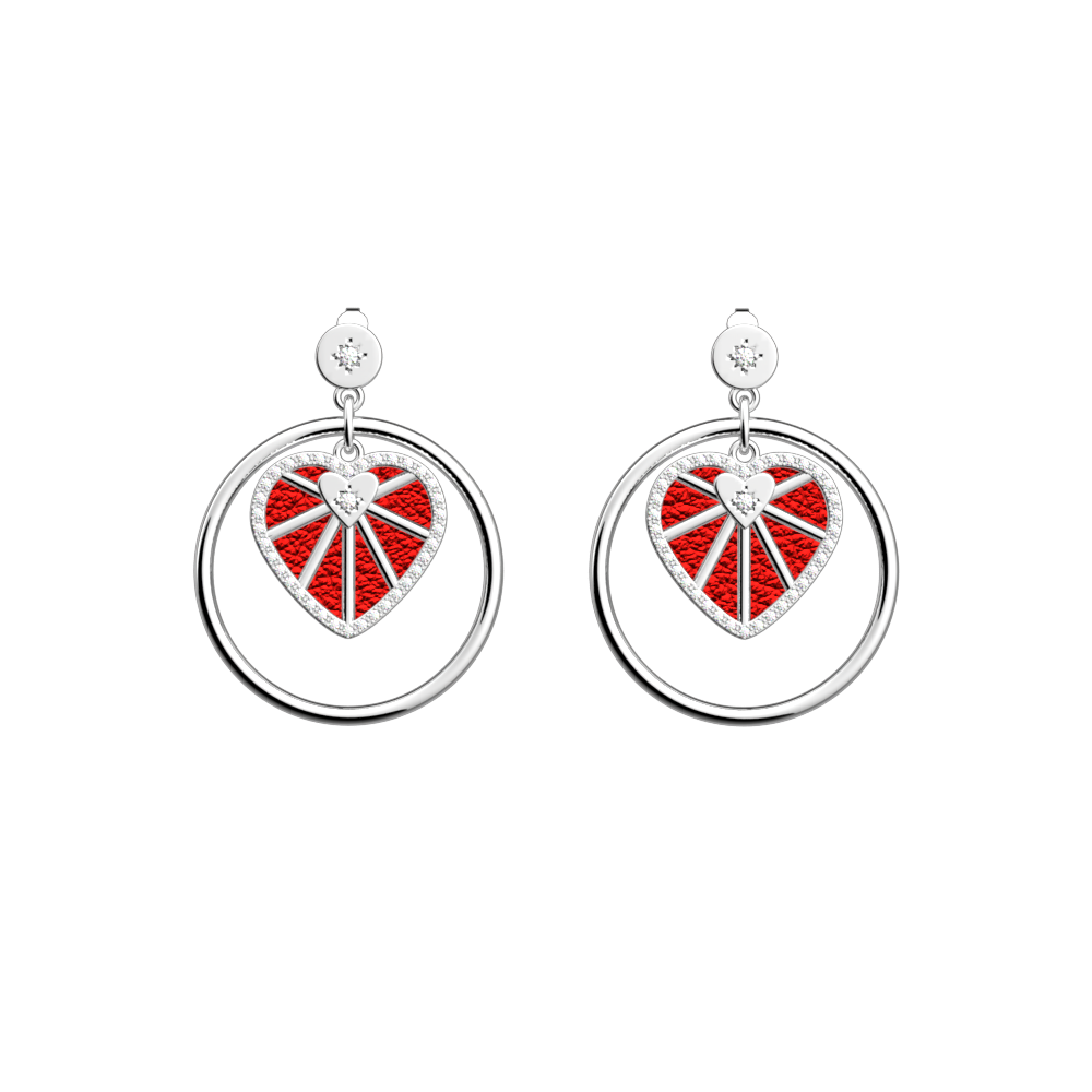 Boucles d'oreilles Caur Céleste, cuirs réversibles Rouge Passion / - Les Georgettes - Modalova