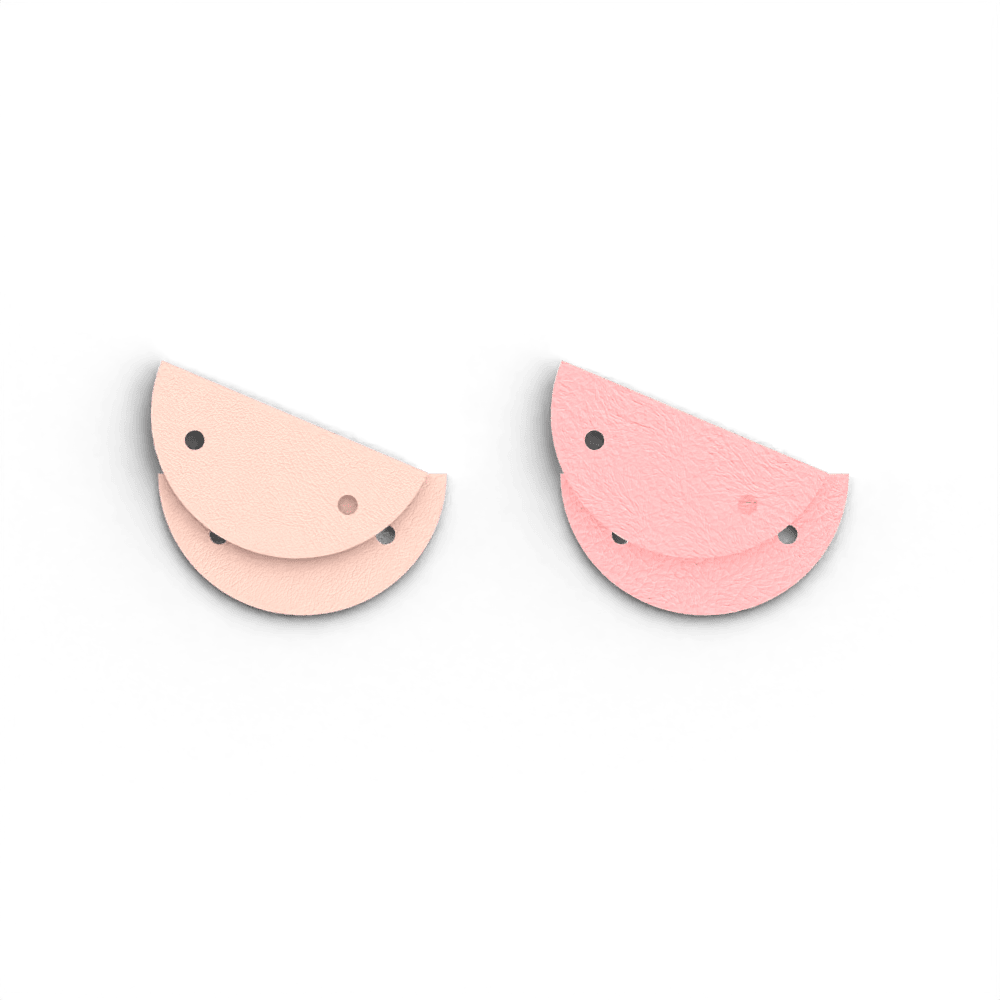 Boucles d'oreilles Rose des Sables, cuir réversibles Jasmin / Rose Métal image number 4