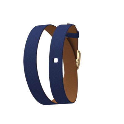 Denim Blue / Canyon Wraparound leather strap,  Gold finish buckle denim-blue-canyon-wraparound-leather-strap-gold-finish-buckle-le_double_tour