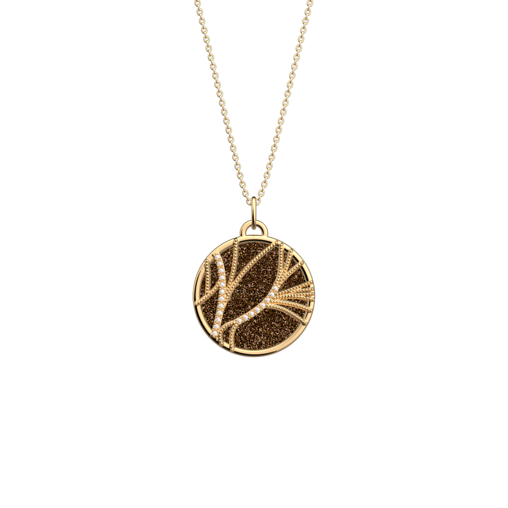 Collier Rose des Sables Précieuse, cuir réversible Bronze Paillettes / Vert de Gris - Les Georgettes - Modalova