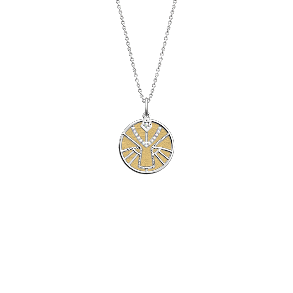 Collier Lion, cuir réversible Solaire / Doré - Les Georgettes - Modalova