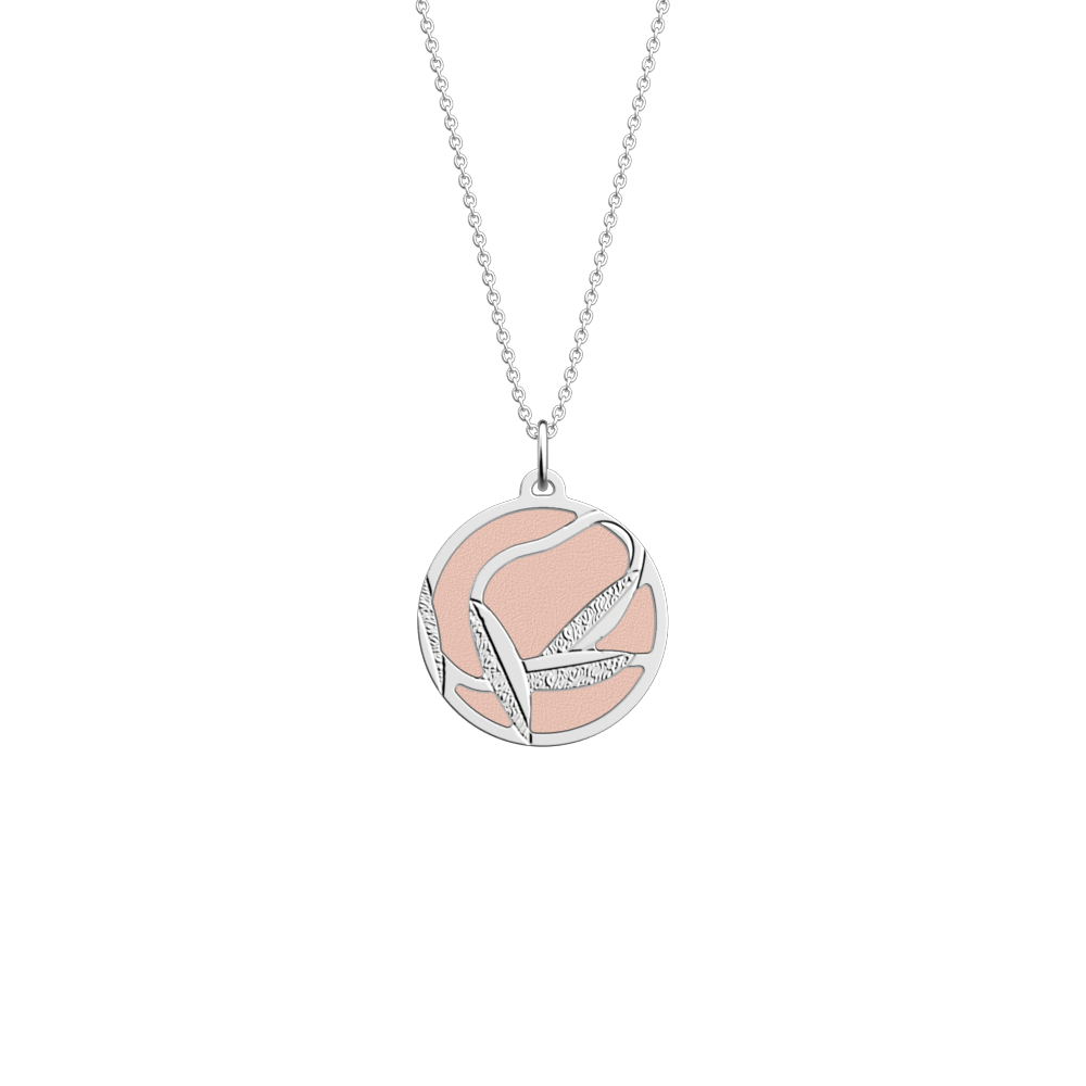 Collier Rose des Sables, cuir réversible Rose Métal / Jasmin image number 2