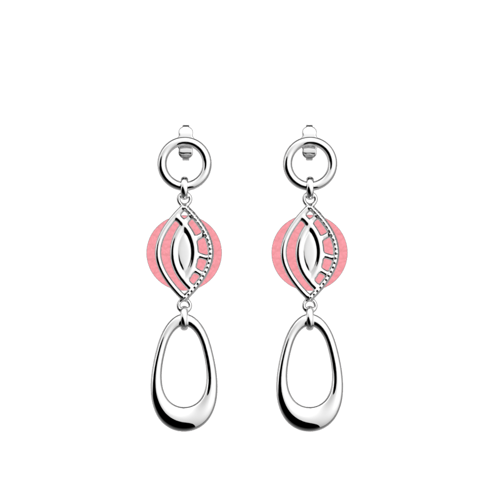 Boucles d'oreilles Divine, cuirs réversibles Rose Grainé / Paillettes Radieuses - Les Georgettes - Modalova