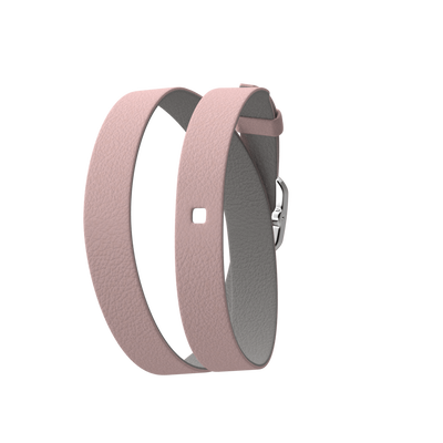 Light Pink / Light Grey Wraparound leather strap,  Silver finish buckle light-pink-light-grey-wraparound-leather-strap-silver-finish-buckle-le_double_tour