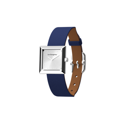 Reversible Denim Blue / Canyon watch, l'Absolue square watch case, Silver finish reversible-denim-blue-canyon-watch-l-absolue-square-watch-case-silver-finish-pack_bracelet_cuir_montre