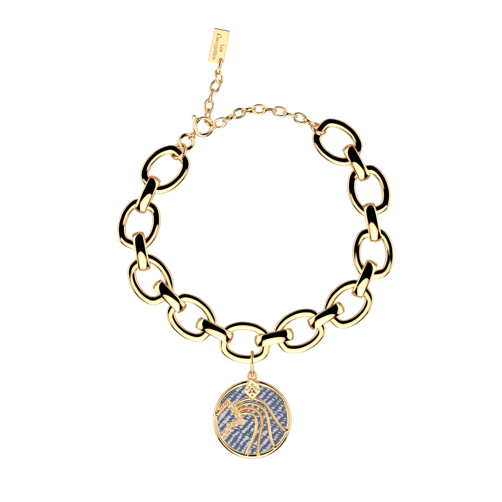 Bracelet Verseau, cuir réversible Jeans / Tempête - Les Georgettes - Modalova