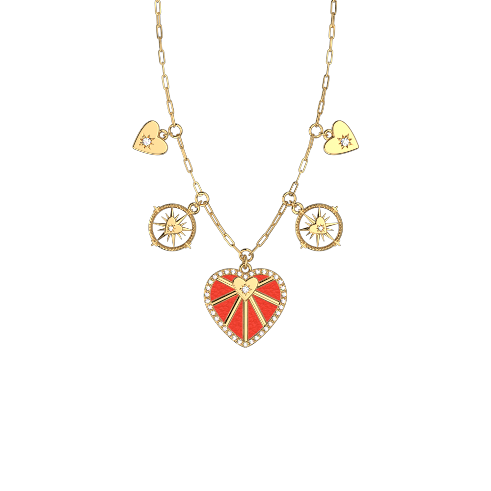 Collier Caur Céleste Pampille, cuir réversible Rouge Passion / - Les Georgettes - Modalova