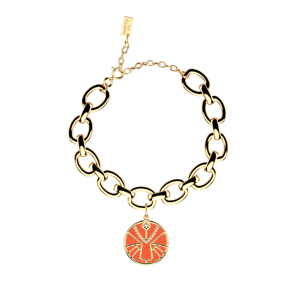 Bracelet Lion, cuir réversible Mango / Cuivre - Les Georgettes - Modalova