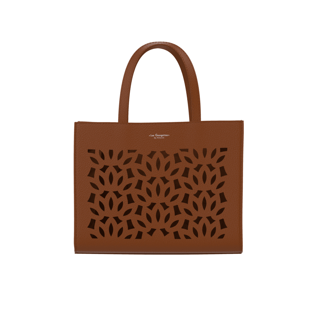 Sac Le Sac Main Camel Motif Lotus Les Georgettes