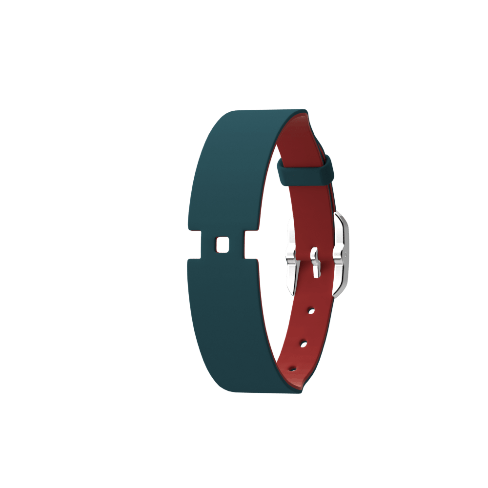 Petrol Blue / Raspberry Single Wrap Leather strap,  Silver finish buckle image number 1