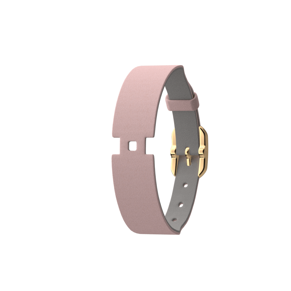 Light Pink Light Grey Single Wrap Leather strap Gold finish
