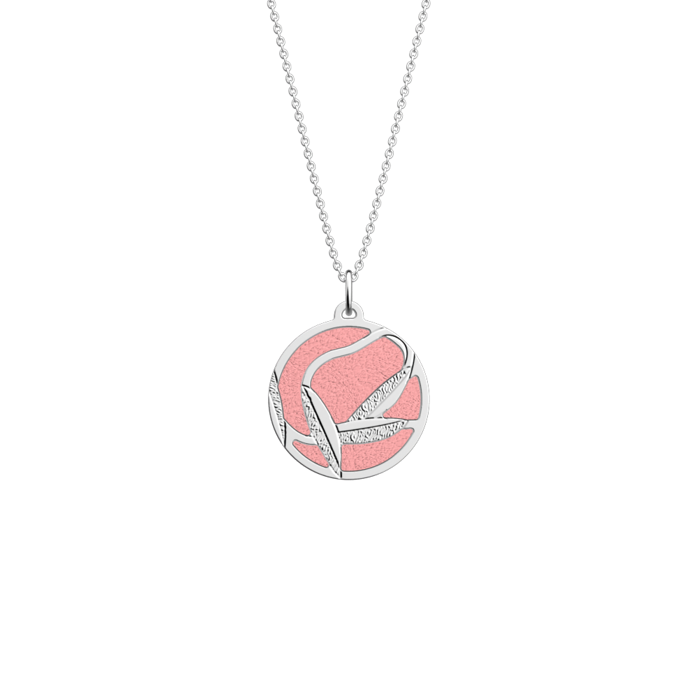 Collier Rose des Sables, cuir réversible Rose Métal / Jasmin image number 1