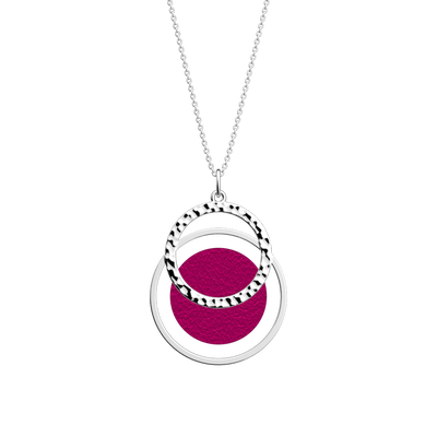 Collier Pure Martelée, cuir réversible Amaryllis rose / Fuchsia Exotique collier-pure-martelee-cuir-reversible-amaryllis-rose-fuchsia-exotique-pack_colliers
