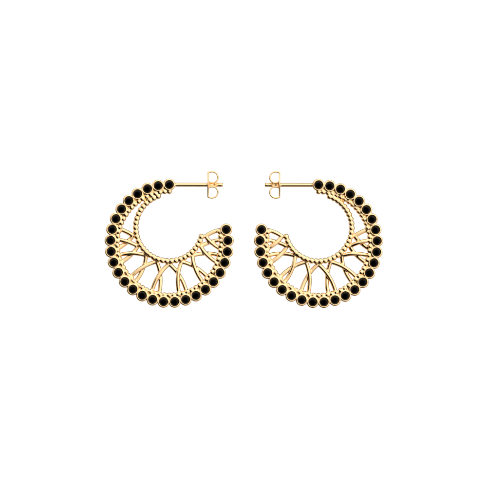 Boucles d'oreilles Arabesque, Laque Noire - Les Georgettes - Modalova
