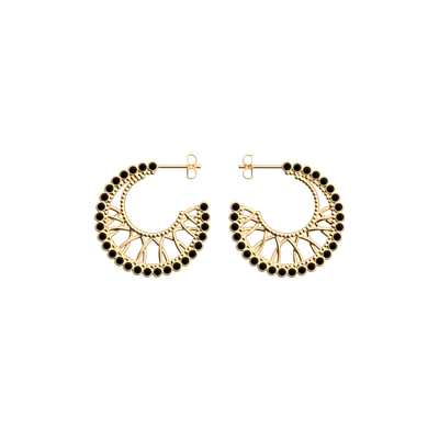 Arabesque earrings, Black Lacquer arabesque-earrings-black-lacquer-creoles