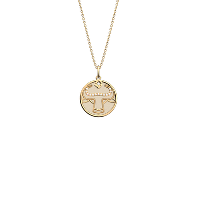 Taurus necklace, Cream / Gold Glitter reversible insert taurus-necklace-cream-gold-glitter-reversible-insert-pack_collier_zodiaque