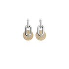 Boucles d'oreilles Chaîne, Finition argentée, Crème / Paillettes Dorées image number 2