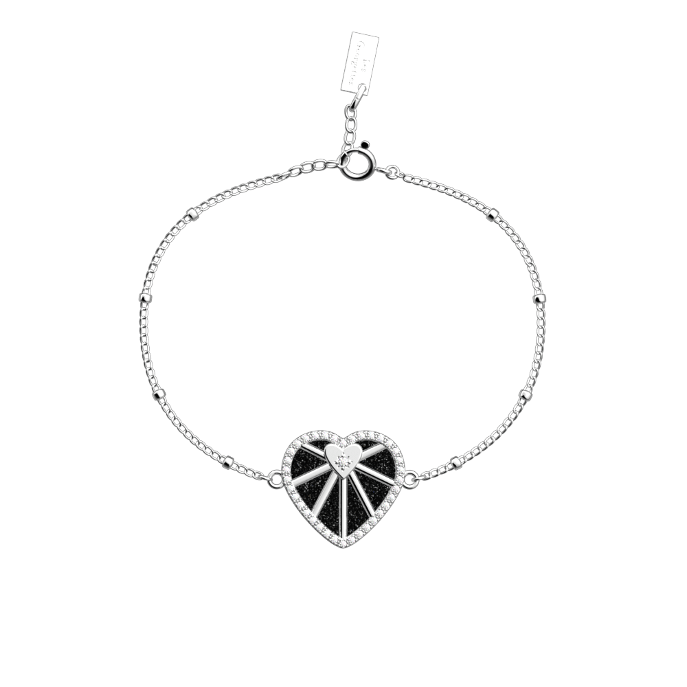 Bracelet chaîne Caur Céleste, cuir réversible Paillettes Noires / Rouge - Les Georgettes - Modalova