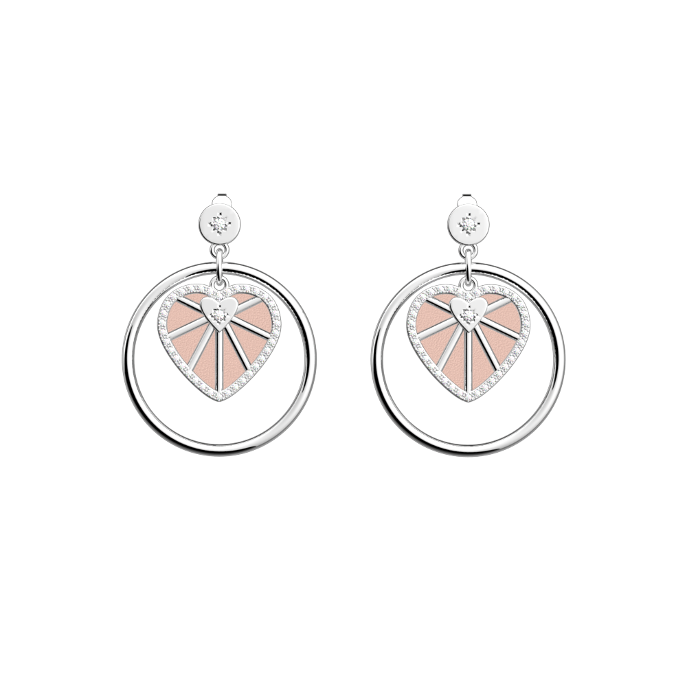 Boucles d'oreilles Caur Céleste, cuirs réversibles Jasmin / Rose Métal - Les Georgettes - Modalova