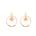 Summer Lotus Earrings Coral, Gold Finish image number 1