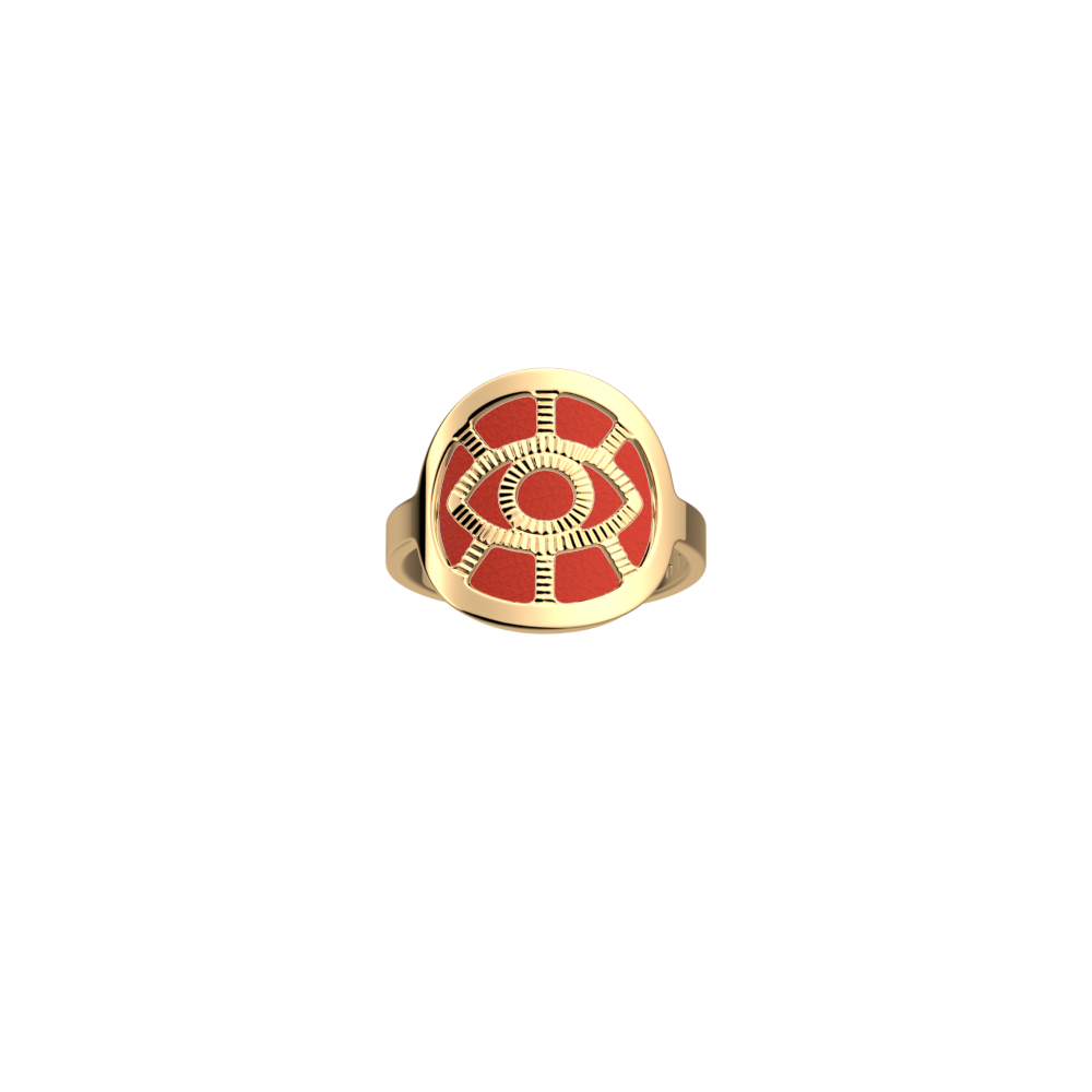 Bague Œil Mystique, simili réversible Coral / Métallisé - Les Georgettes - Modalova