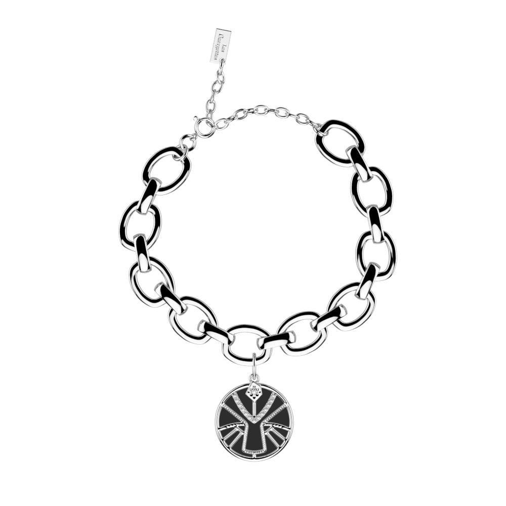 Bracelet Lion, cuir réversible Noir / Blanc - Les Georgettes - Modalova