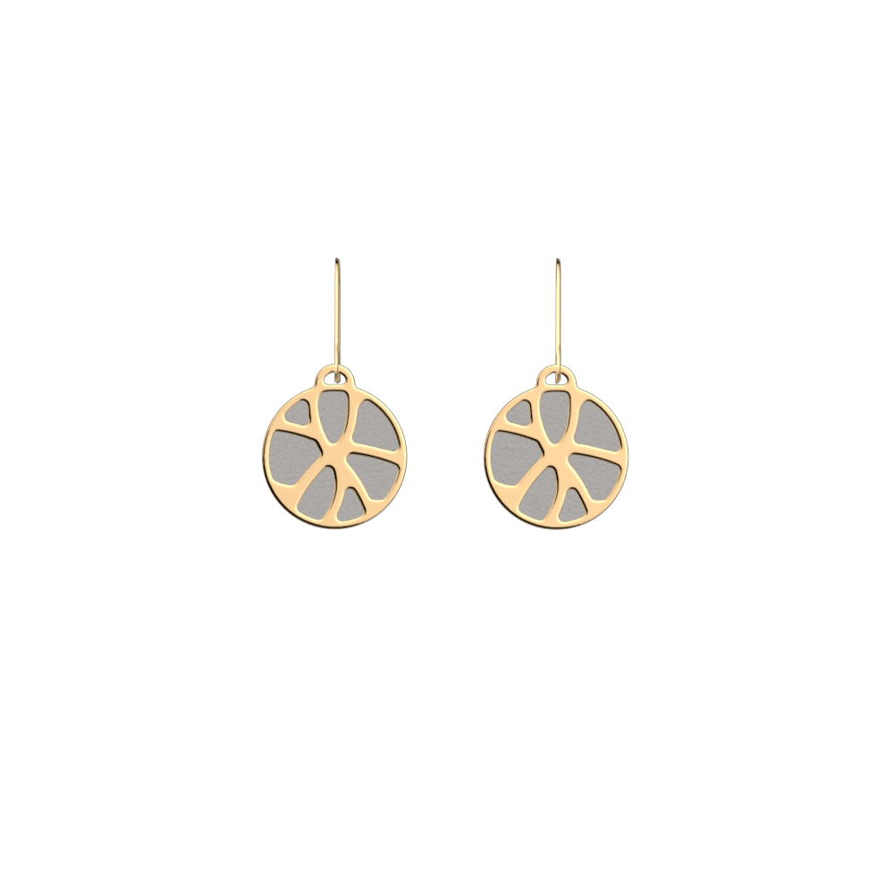 Boucle d'oreilles Nenuphar, cuir réversible Rose Clair / Gris Clair image number 2