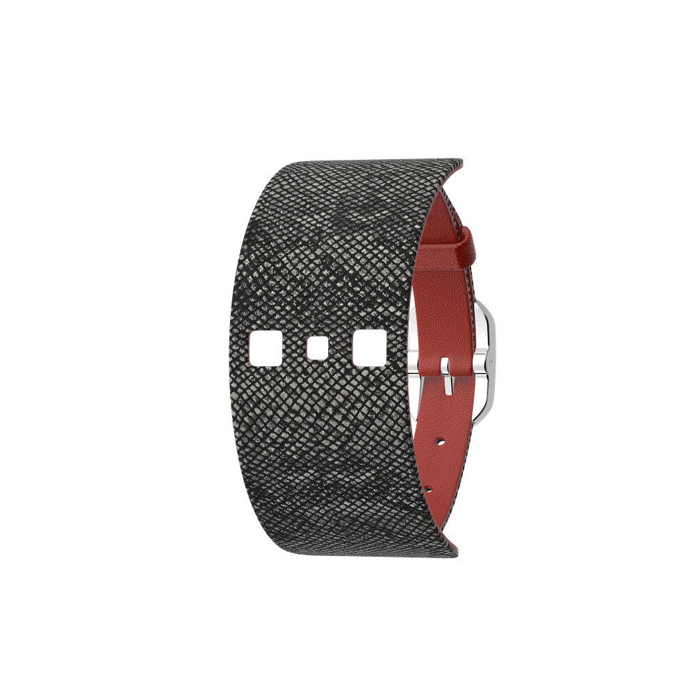 Bracelet Cuir Brique / Reptile, boucle argentée - Les Georgettes - Modalova