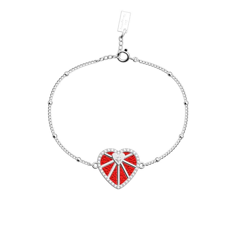 Bracelet chaîne Caur Céleste, cuir réversible Rouge Passion / Glamour - Les Georgettes - Modalova