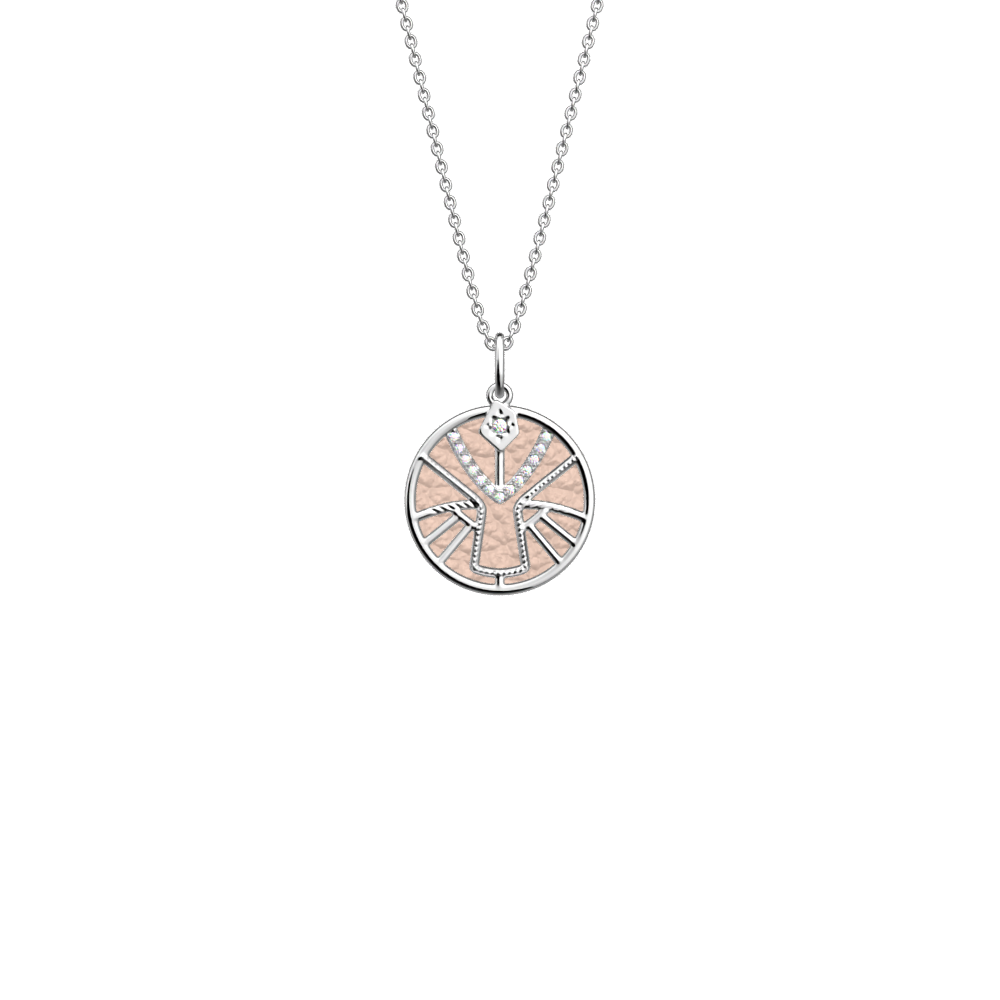 Collier Lion, cuir réversible Dragée / Grenade - Les Georgettes - Modalova