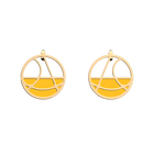 Boucles d'oreilles Petites Créoles Valse, cuir réversible Sun / Marine image number 1