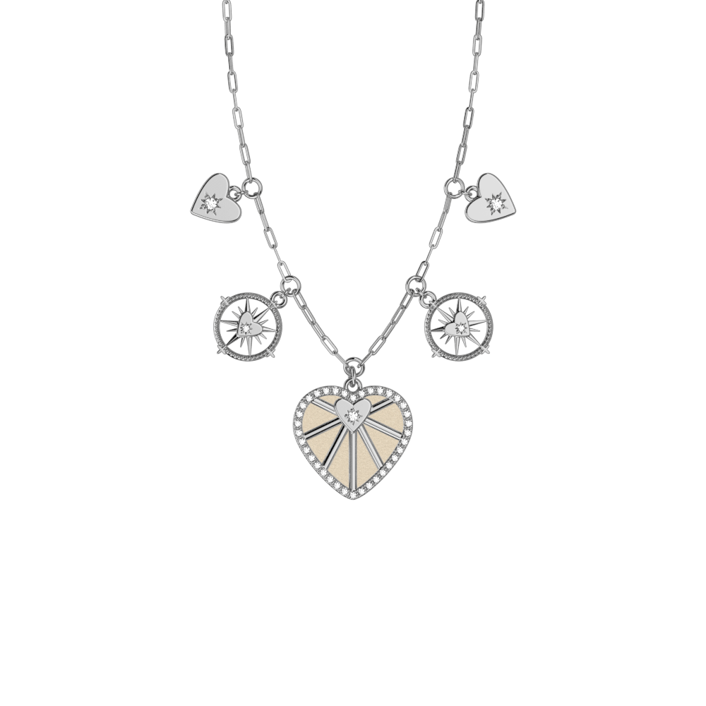 Collier Caur Céleste Pampille, cuir réversible / Paillettes Dorées - Les Georgettes - Modalova