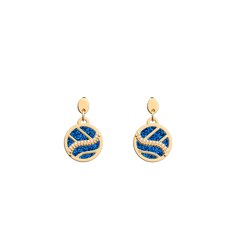 Boucles d'oreilles Désert, cuir réversibles Sépia / Paillettes Bleues image number 2
