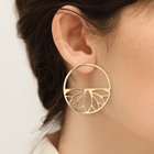 Boucles d'oreilles Lotus, cuirs réversibles Bronze Paillettes / Vert de Gris image number 3
