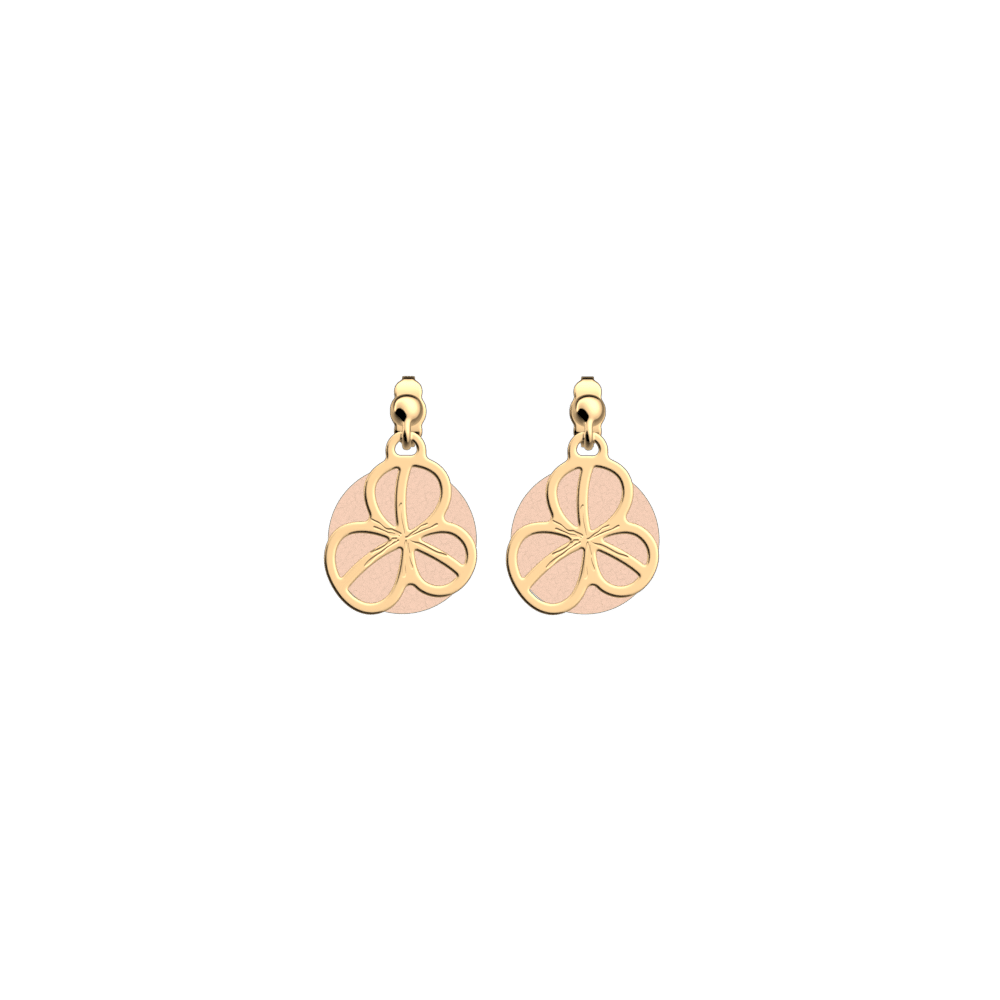 Boucles d'oreilles Trèfle, cuir réversible Nude / Aquatic image number 1