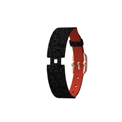 Black Glitter / Red Single Wrap Leather strap,  Rose gold finish buckle black-glitter-red-single-wrap-leather-strap-rose-gold-finish-buckle-le_simple_tour