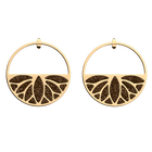 Boucle d'oreilles Lotus, Finition dorée, Bronze Paillettes / Vert de Gris image number 1
