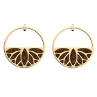 Boucles d'oreilles Lotus, cuirs réversibles Bronze Paillettes / Vert de Gris image number 1