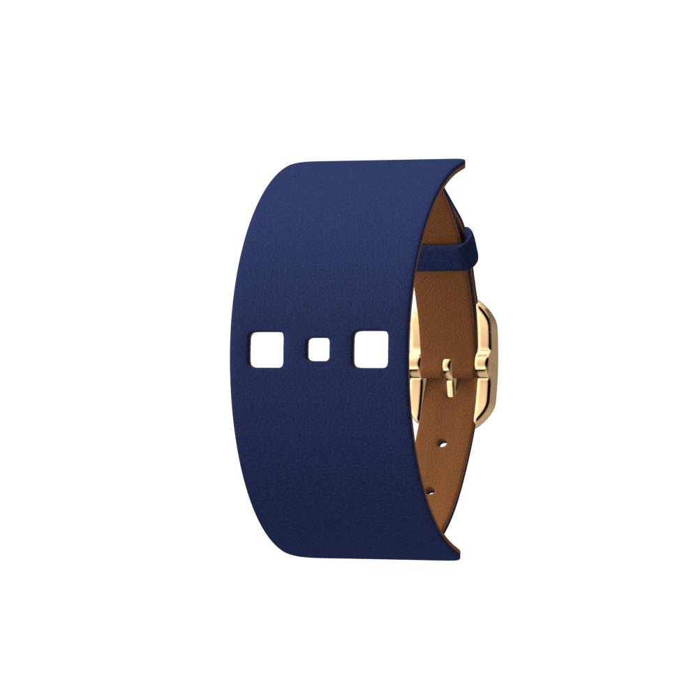 Bracelet Cuir Bleu Denim / Canyon, boucle dorée - Les Georgettes - Modalova