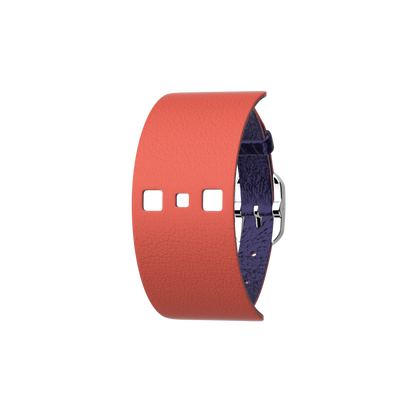 Coral / Navy Blue Single Wrap Leather strap,  Silver finish buckle coral-navy-blue-single-wrap-leather-strap-silver-finish-buckle-le_simple_tour