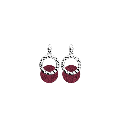Boucles d'oreilles Pure Martelée, cuirs réversibles Dragée / Grenade boucles-d-oreilles-pure-martelee-cuirs-reversibles-dragee-grenade-pack_bo_pendantes