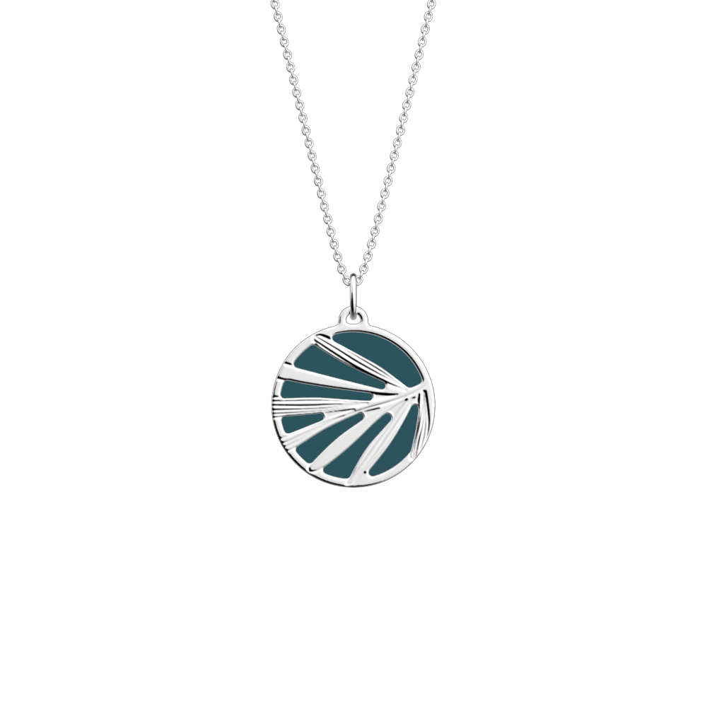 Collier Croisette, cuir réversible Bleu Pétrole / - Les Georgettes - Modalova